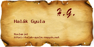 Halák Gyula névjegykártya
